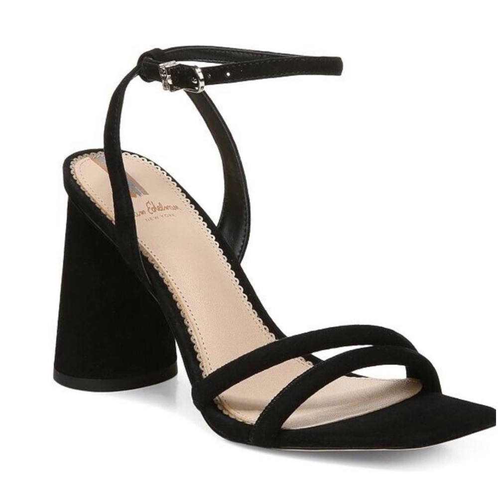 Sam Edelman Black Suede Strappy Block Heel Sandals - Picture 2 of 10